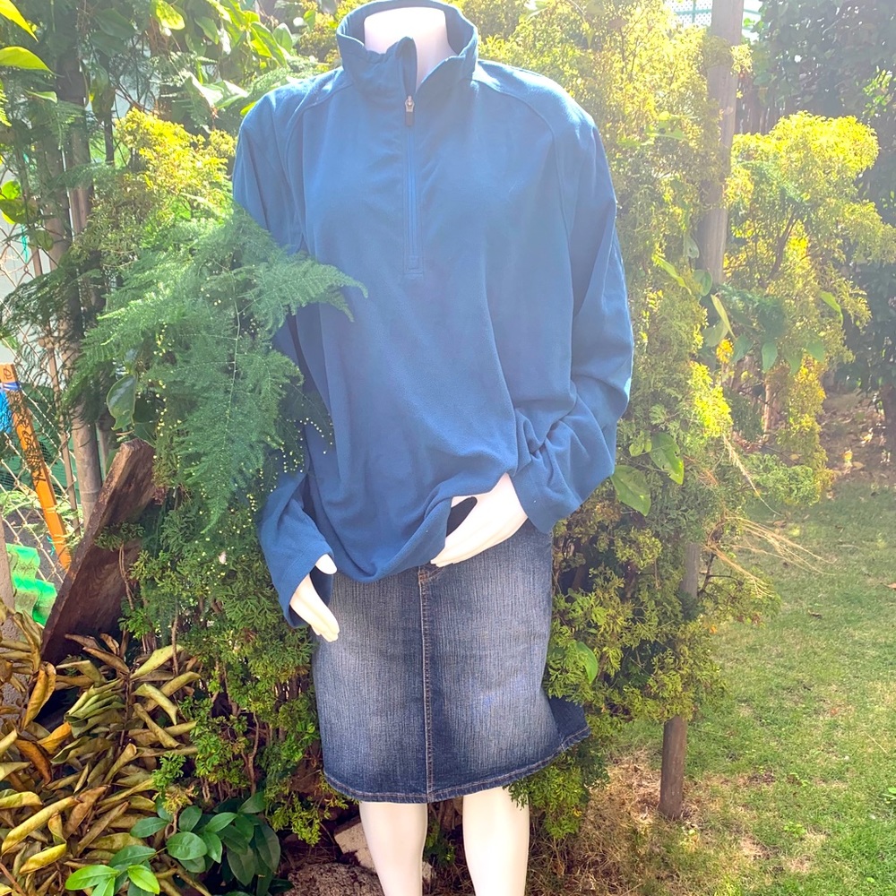 Knee length stretch denim Papaya skirt Large